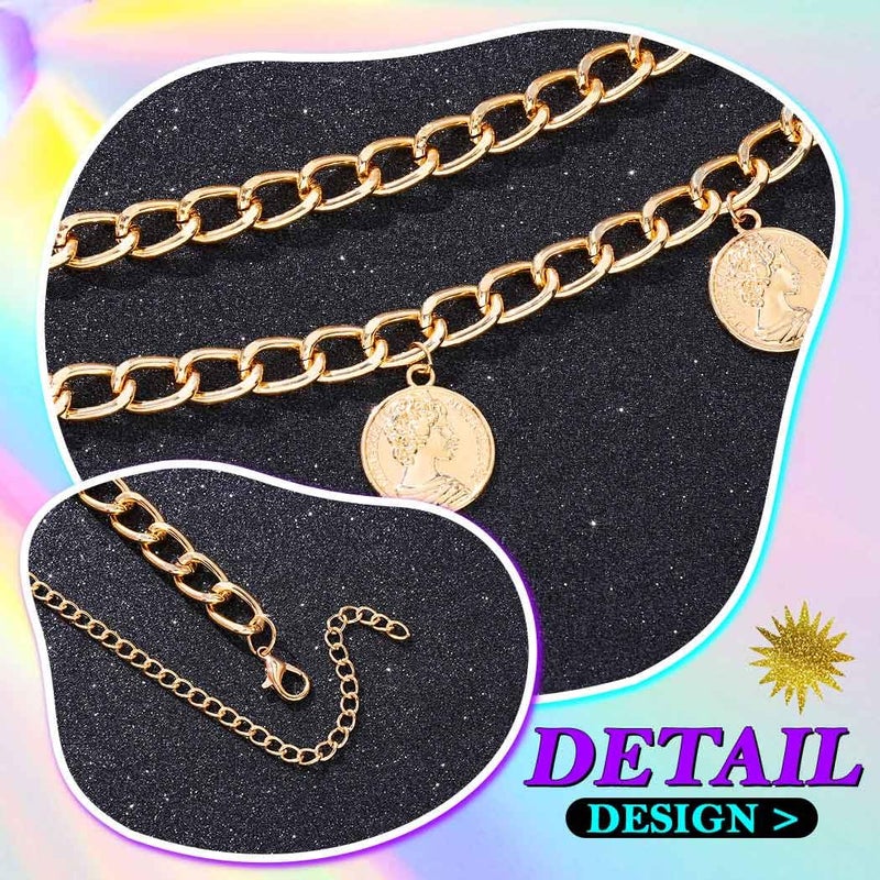 REETAN Gold Pirate Waist Chain Coin Fashion Rave Body Accessories for Women - Image 5